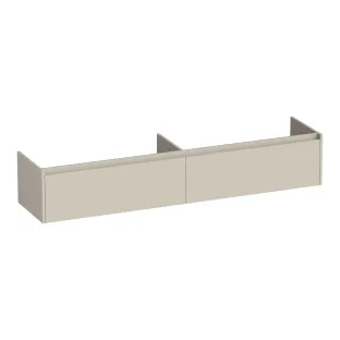 Brauer Embrace wastafelonderkast - 200x46x35 cm - 2 laden greeploos - 2 sifonuitsparingen - MDF gelakt - Mat Beige