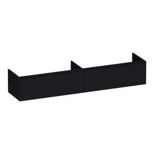 Brauer Embrace wastafelonderkast - 200x46x35 cm - 2 laden greeploos - 2 sifonuitsparingen - MDF gelakt - Mat Zwart