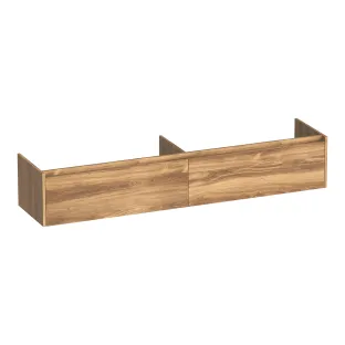 Brauer Embrace washbasin cabinet - 200x46x35 cm - 2 drawers without handles - 2 siphon cut-outs - MFC - Honey