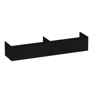Brauer Embrace washbasin cabinet - 200x46x35 cm - 2 drawers handleless - 2 siphon cut-outs - MFC - Timber Black