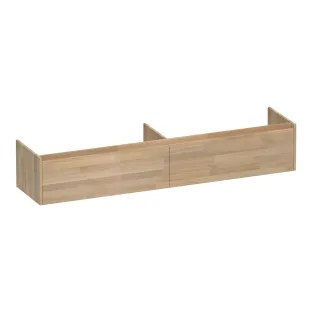 Brauer Embrace washbasin cabinet - 200x46x35 cm - 2 drawers without handles - 2 siphon cut-outs - Finger joint oak gray
