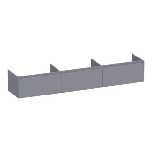 Brauer Embrace washbasin cabinet - 220x46x35 cm - 3 drawers handleless - 0 siphon cut-outs - MDF lacquered - Matt Grey