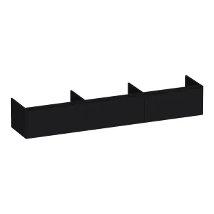Brauer Embrace washbasin cabinet - 220x46x35 cm - 3 drawers handleless - 0 siphon cut-outs - MDF lacquered - Matt Black