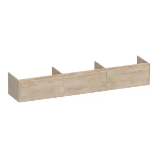 Brauer Embrace washbasin cabinet - 220x46x35 cm - 3 drawers handleless - 0 siphon cut-outs - MFC - Forest Wheat