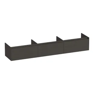 Brauer Embrace washbasin cabinet - 220x46x35 cm - 3 drawers handleless - 0 siphon cut-outs - MFC - Timber Anthracite