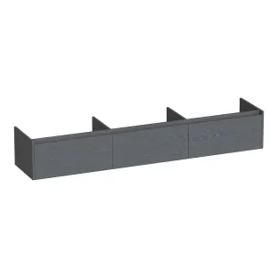 Brauer Embrace washbasin cabinet - 220x46x35 cm - 3 drawers handleless - 0 siphon cut-outs - MFC - Timber Grey