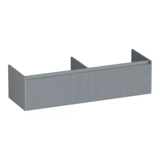 Brauer Embrace Wavy washbasin cabinet - 140x46x35 cm - 2 drawers without handles - 2 siphon cut-outs - MDF lacquered - Matt Grey
