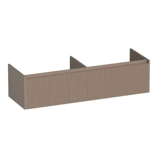 Brauer Embrace Wavy washbasin cabinet - 140x46x35 cm - 2 drawers without handles - 2 siphon cut-outs - MDF lacquered - Matt Mocha