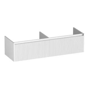 Brauer Embrace Wavy washbasin cabinet - 140x46x35 cm - 2 drawers without handles - 2 siphon cut-outs - MDF lacquered - Matt White