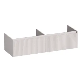 Brauer Embrace Wavy washbasin cabinet - 140x46x35 cm - 2 drawers without handles - 2 siphon cut-outs - MDF lacquered - Matt Sand