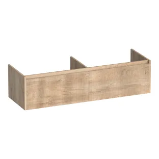 Brauer Embrace Wavy washbasin cabinet - 140x46x35 cm - 2 drawers without handles - 2 siphon cut-outs - MFC - Forest Wheat
