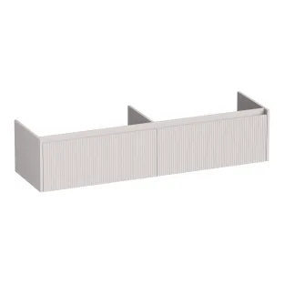 Brauer Embrace Wavy washbasin cabinet - 160x46x35 cm - 2 drawers without handles - 2 siphon cut-outs - MDF lacquered - Matt Sand