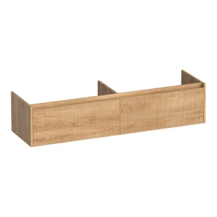 Brauer Embrace Wavy washbasin cabinet - 160x46x35 cm - 2 drawers handleless - 2 siphon cut-outs - MFC - Forest Tan