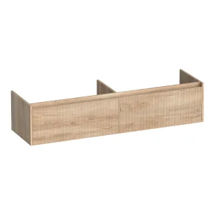Brauer Embrace Wavy washbasin cabinet - 160x46x35 cm - 2 drawers handleless - 2 siphon cut-outs - MFC - Forest Wheat