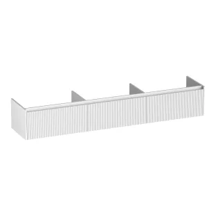 Brauer Embrace Wavy washbasin cabinet - 220x46x35 cm - 3 drawers handleless - 0 siphon cut-outs - MDF lacquered - Matt White