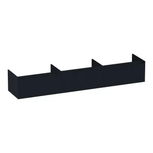 Brauer Embrace Wavy washbasin cabinet - 220x46x35 cm - 3 drawers handleless - 0 siphon cut-outs - MDF lacquered - Matt Black