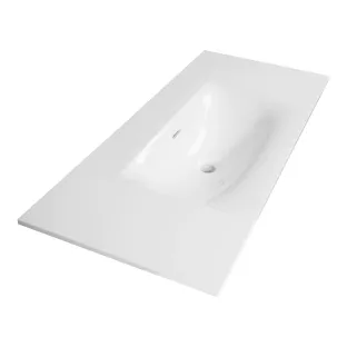 Brauer Glacier washbasin - fine stone - 100x46 cm - 1 sink - 0 tap holes - Gloss white
