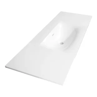 Brauer Glacier washbasin - fine stone - 120x46 cm - 1 sink - 0 tap holes - Glossy white