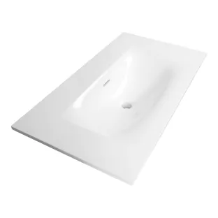 Brauer Glacier washbasin - fine stone - 80x46 cm - 1 sink - 0 tap holes - Gloss white