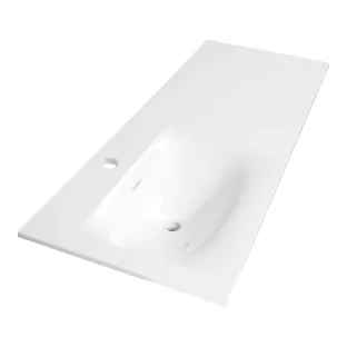 Brauer Glacier washbasin left - fine stone - 120x46 cm - 1 sink - 1 tap hole - Gloss white