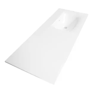 Brauer Glacier washbasin right - fine stone - 120x46 cm - 1 sink - 0 tap holes - Gloss white