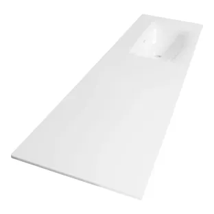 Brauer Glacier washbasin right - fine stone - 160x46 cm - 1 sink - 0 tap holes - Gloss white