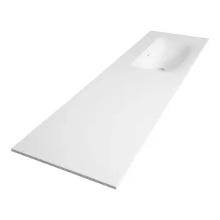 Brauer Glacier washbasin right - fine stone - 160x46 cm - 1 sink - 1 tap hole - Gloss white