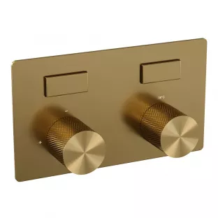 Brauer Gold Carving 2-way built-in thermostat with push buttons - built-in part - brushed gold PVD