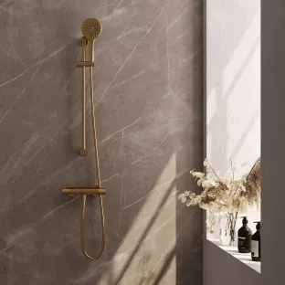 Brauer Gold Carving surface-mounted shower tap - sliding bar - 3-position hand shower - brushed gold pvd