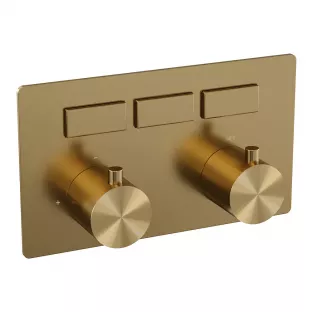 Brauer Gold Edition 3-way flush-mounted thermostat with push buttons - flush-mounted part - brushed gold PVD