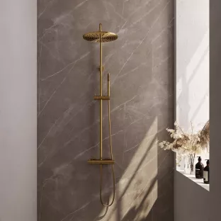 Brauer Gold Edition Rain shower set surface-mounted - main shower 30 cm - sliding bar - hand shower bar 1 position - brushed gold pvd