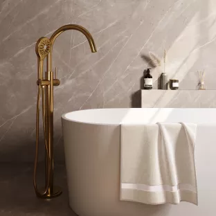 Brauer Gold Edition freestanding bath tap - 3-position hand shower - brushed gold pvd