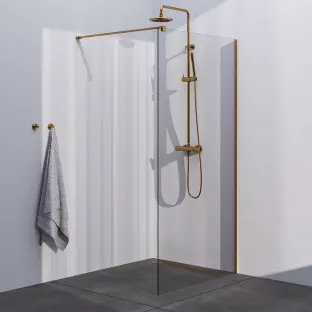 Brauer Gold Season walk-in shower 100x200 cm with wall profile - brushed gold