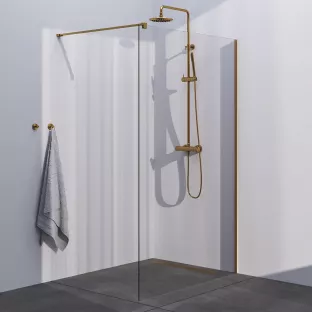 Brauer Gold Season walk-in shower 120x200 cm with wall profile - brushed gold