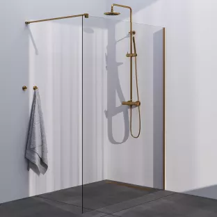 Brauer Gold Season walk-in shower 140x200 cm with wall profile - brushed gold