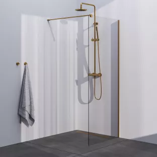 Brauer Gold Season walk-in shower 80x200 cm with wall profile - brushed gold