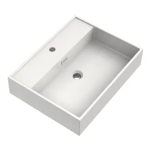 Brauer Gravity washbasin - mineral marble - 60x46 cm - 1 sink - 1 tap hole - Gloss white