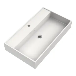 Brauer Gravity washbasin - mineral marble - 80x46 cm - 1 sink - 1 tap hole - Gloss white