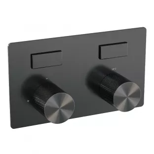 Brauer Gunmetal Carving 2-way built-in thermostat with push buttons - built-in part - brushed gunmetal PVD