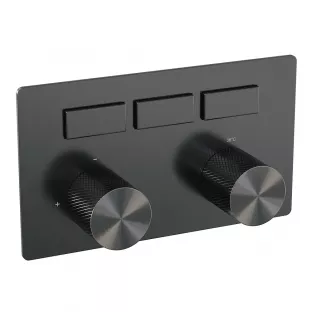 Brauer Gunmetal Carving 3-way built-in thermostat with push buttons - built-in part - brushed gunmetal PVD