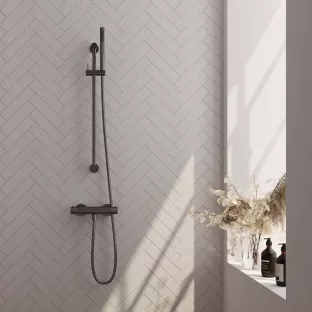 Brauer Gunmetal Carving surface-mounted shower tap - sliding bar - rod hand shower - brushed gunmetal pvd