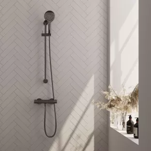 Brauer Gunmetal Carving surface-mounted shower tap - sliding bar - 3-position hand shower - brushed gunmetal pvd