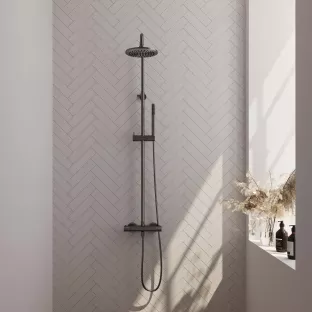 Brauer Gunmetal Carving Rain shower set surface-mounted - main shower 20 cm - sliding bar - hand shower bar 1 position - brushed gunmetal pvd