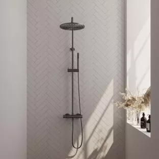 Brauer Gunmetal Carving Rain shower set surface-mounted - main shower 30 cm - sliding bar - hand shower rod 1 position - brushed gunmetal pvd