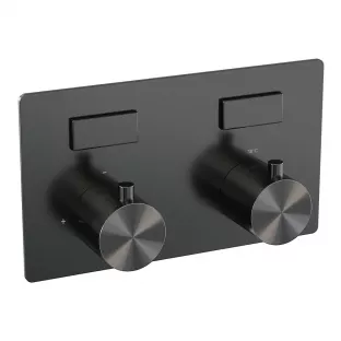 Brauer Gunmetal Edition 2-way flush-mounted thermostat with push buttons - flush-mounted part - brushed gunmetal PVD