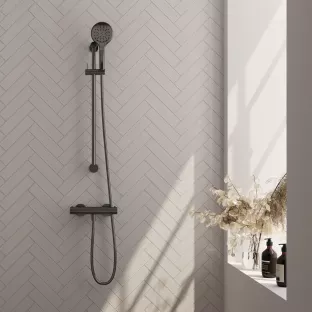 Brauer Gunmetal Edition surface-mounted shower tap - sliding bar - 3-position hand shower - brushed gunmetal pvd