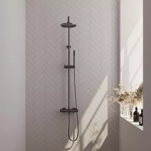 Brauer Gunmetal Edition Rain shower set surface-mounted - main shower 20 cm - sliding bar - hand shower bar 1 position - brushed gunmetal pvd