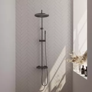 Brauer Gunmetal Edition Rain shower set surface-mounted - main shower 30 cm - sliding bar - hand shower bar 1 position - brushed gunmetal pvd