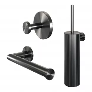 Brauer Gunmetal Edition toilet accessoire set 3-in-1 - geborsteld gunmetal PVD