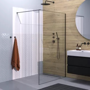 Brauer Gunmetal Frame walk-in shower 120x200 cm with wall profile framed - brushed gunmetal